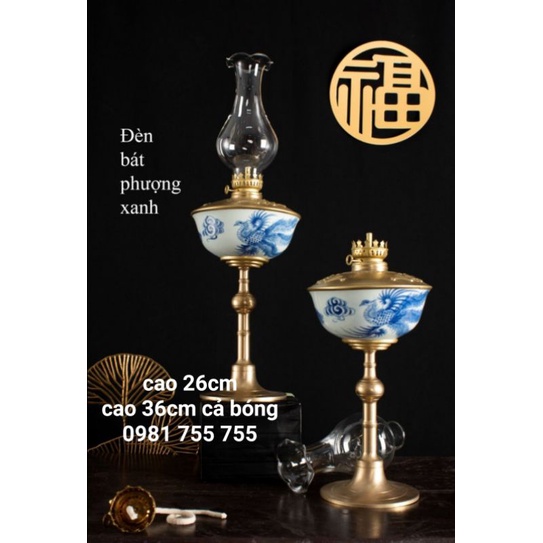 Đèn Dầu Thờ Cúng_Đèn Sứ Bọc Đồng Bát Tràng Cao Cấp