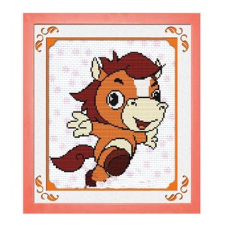 Tranh Thêu Chữ Thập 12 Con Giáp Con Ngựa D8331 (KHÁCH TỰ THÊU) KT28X30CM