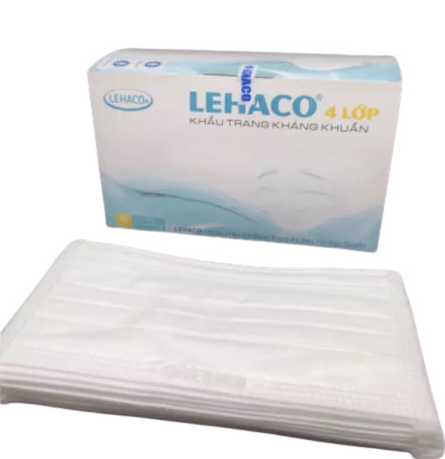 Khẩu trang Trắng 4 lớp kháng khuẩn 50 cái/ hộp