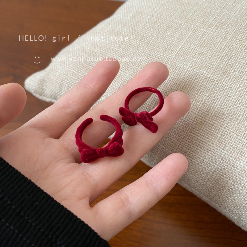 2 Nhẫn hình nơ màu xanh lam/ đỏ thời trang dễ thương cho nữ