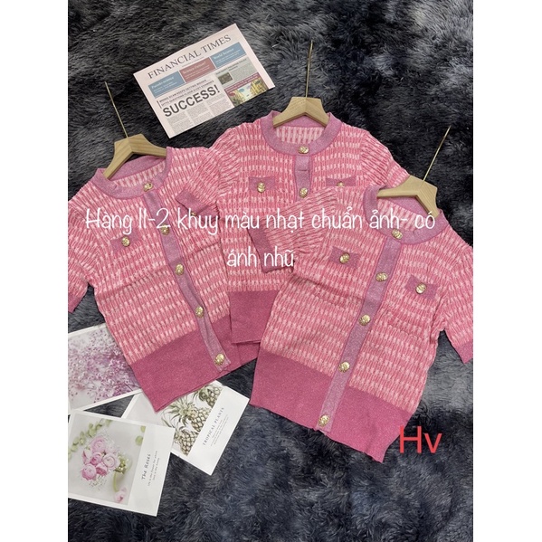 Áo len kẻ hồng khuy ngọc quảng châu siêu hót