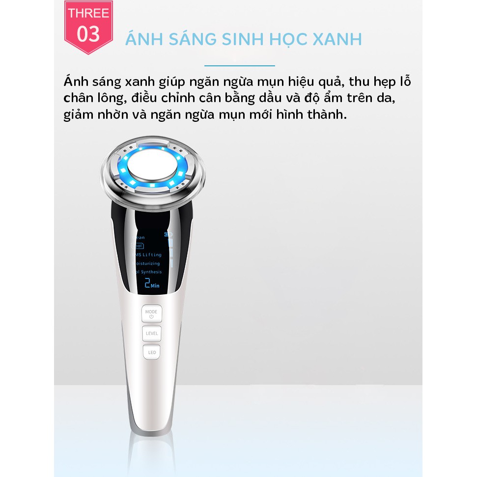 Máy Đẩy Tinh Chất Matxa Mặt, Búa Nóng Lạnh Điện Di Massage Chăm Sóc Da Mặt D818-Thế Hệ Mới 2021