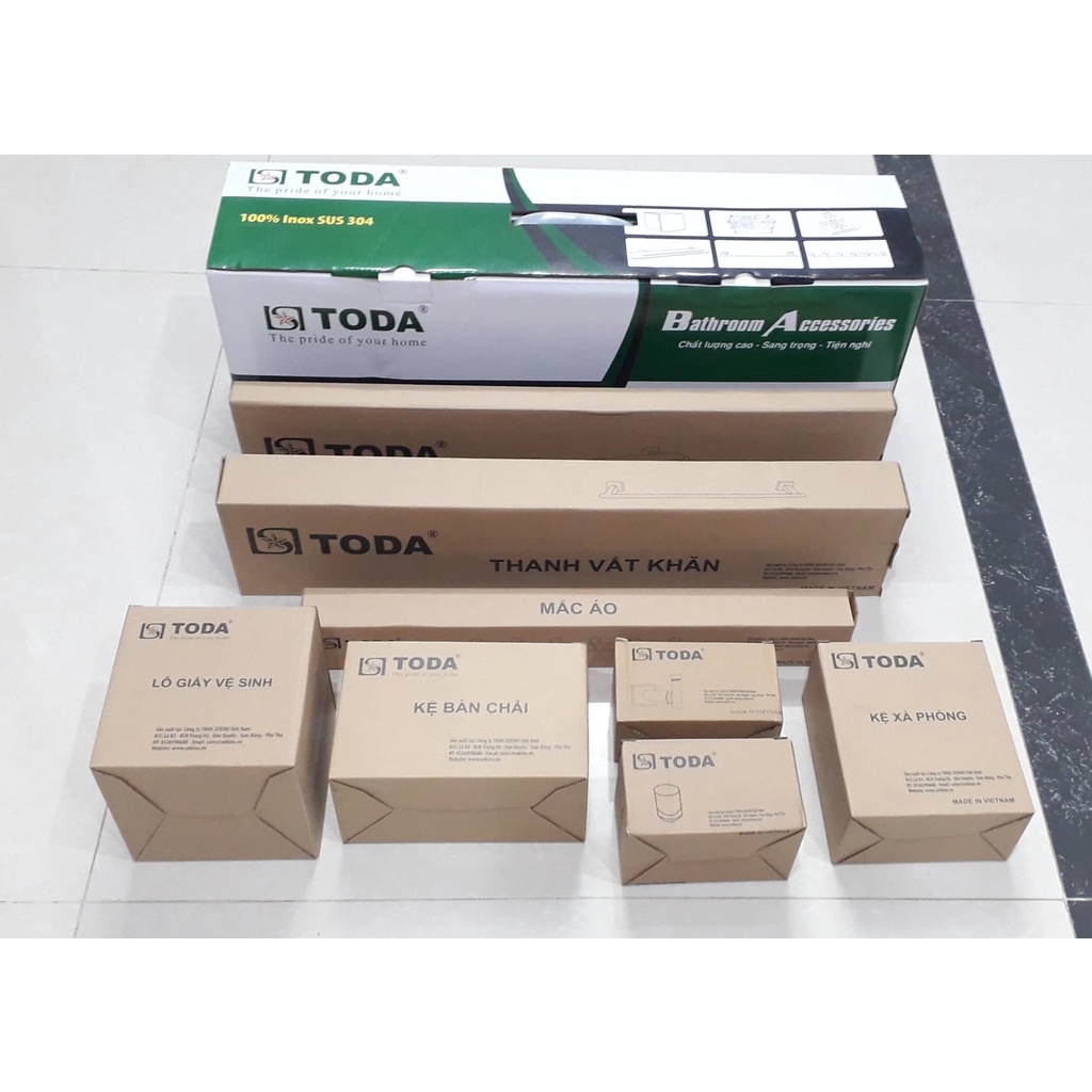 BỘ PHỤ KIỆN NHÀ TẮM VUÔNG THƯƠNG HIỆU TODA INOX 304 CAO CẤP ĐẦY ĐỦ 6 MÓN  MÃ: TD8500