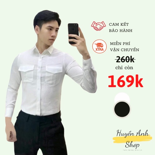 Áo Sơ Mi Nam Dài Tay Chất Đũi Cổ Bẻ Cúc Cài Full size 2 Màu Đen/Trắng