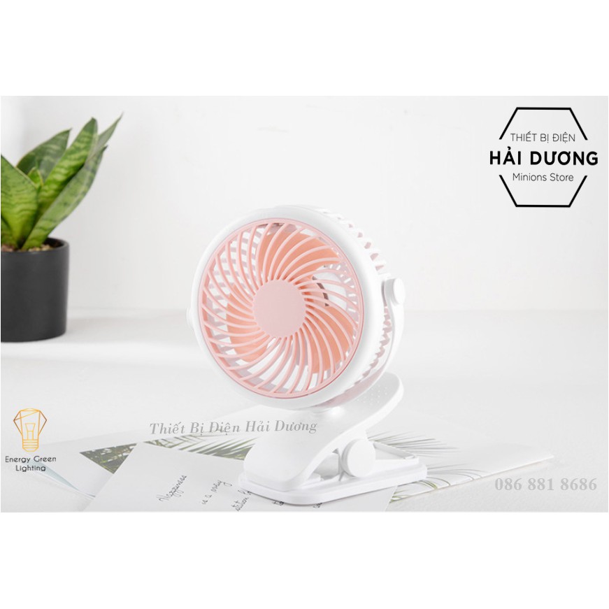 Quạt Kẹp Mini Sạc Tích Điện Đa Năng JD-199B - Chuyên dùng cho xe đẩy em bé - Văn phòng công sở - Pin 2200mAh - 6 Màu