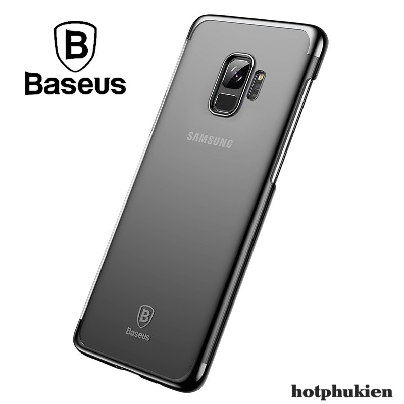 Ốp lưng trong suốt viền màu Samsung Galaxy S9 Baseus không bị cấn cường lực mạ crom bóng loáng sang trọng