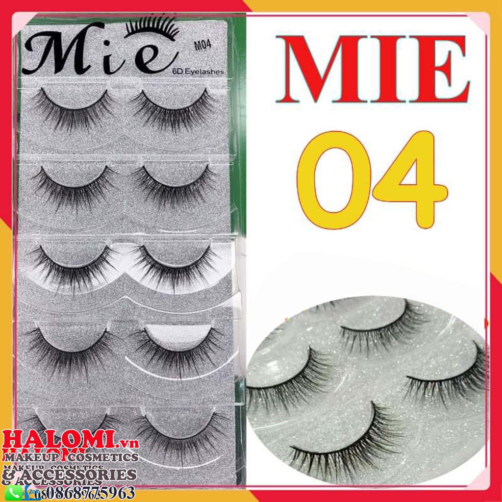 Mi giả tự nhiên 6D Mie 04 5 cặp cao cấp chính hãng HALOMI chuyên dùng cho makeup