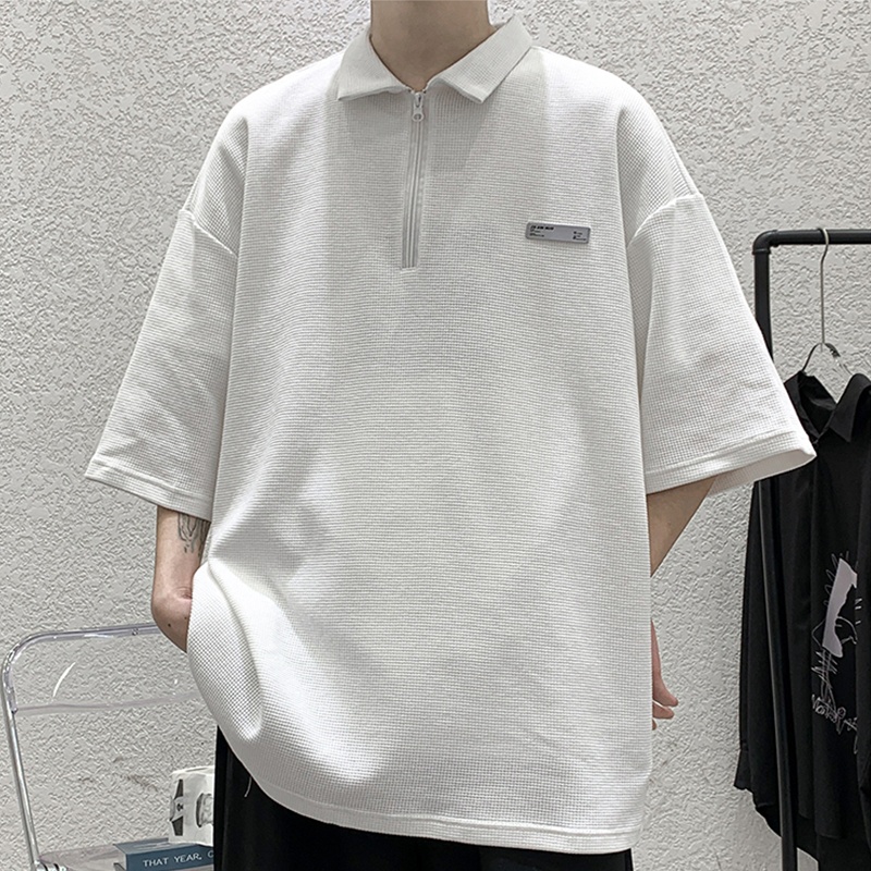 Áo Thun polo Ngắn Tay Dáng Rộng Thời Trang Mùa Hè Đơn Giản Cỡ Lớn M-5XL Cho Nam