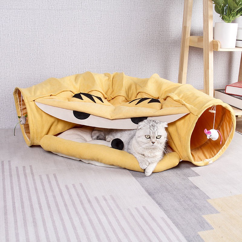 Đường hầm cho mèo lăn sàn kênh rồng bốn mùa thú cưng phổ quát Giường có thể tháo rời và giặt được lưới màu đỏ