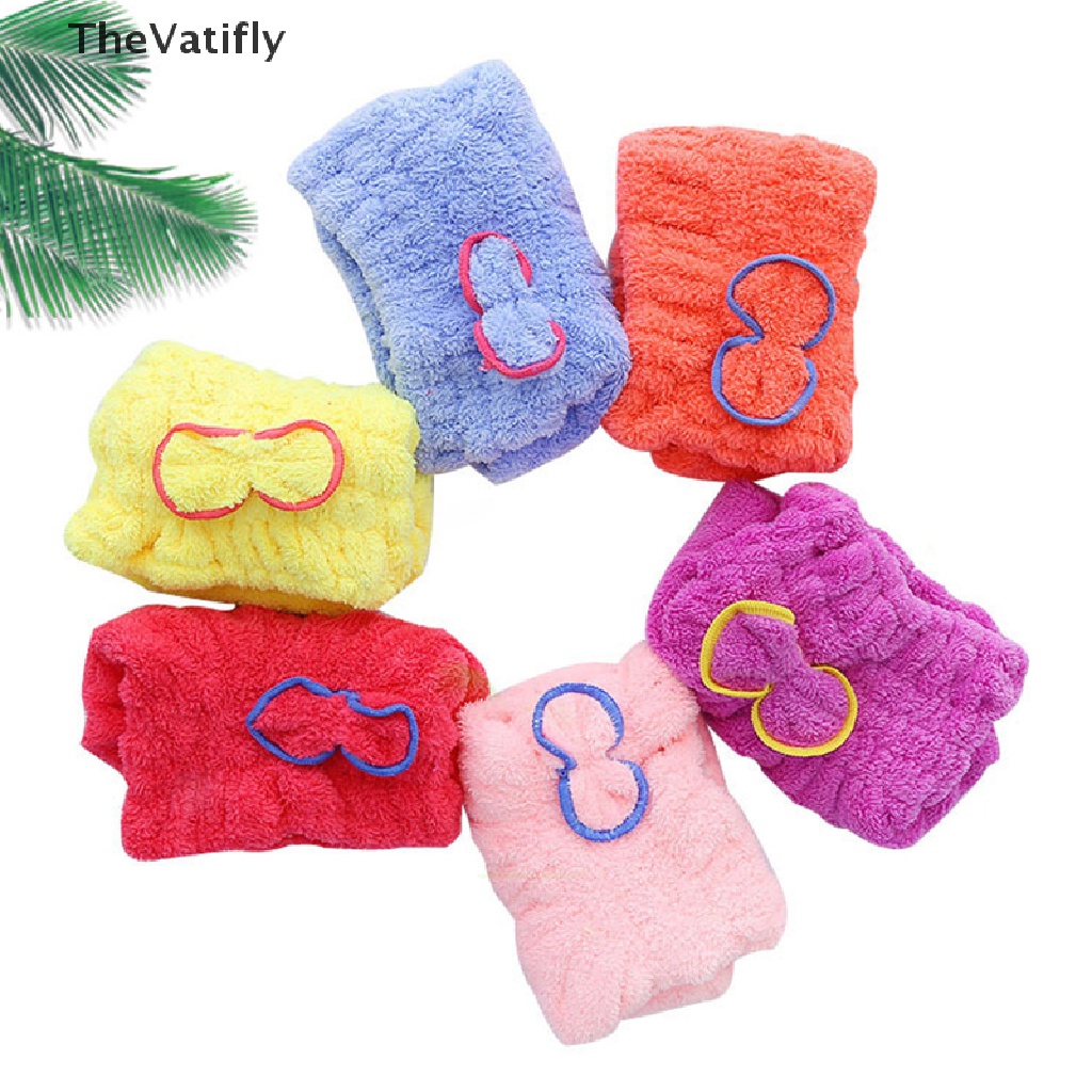 [Thevalifly] Khăn Tắm Quấn Tóc Nhanh Khô Sợi Nhỏ Đính Nơ Cho Spa HOT