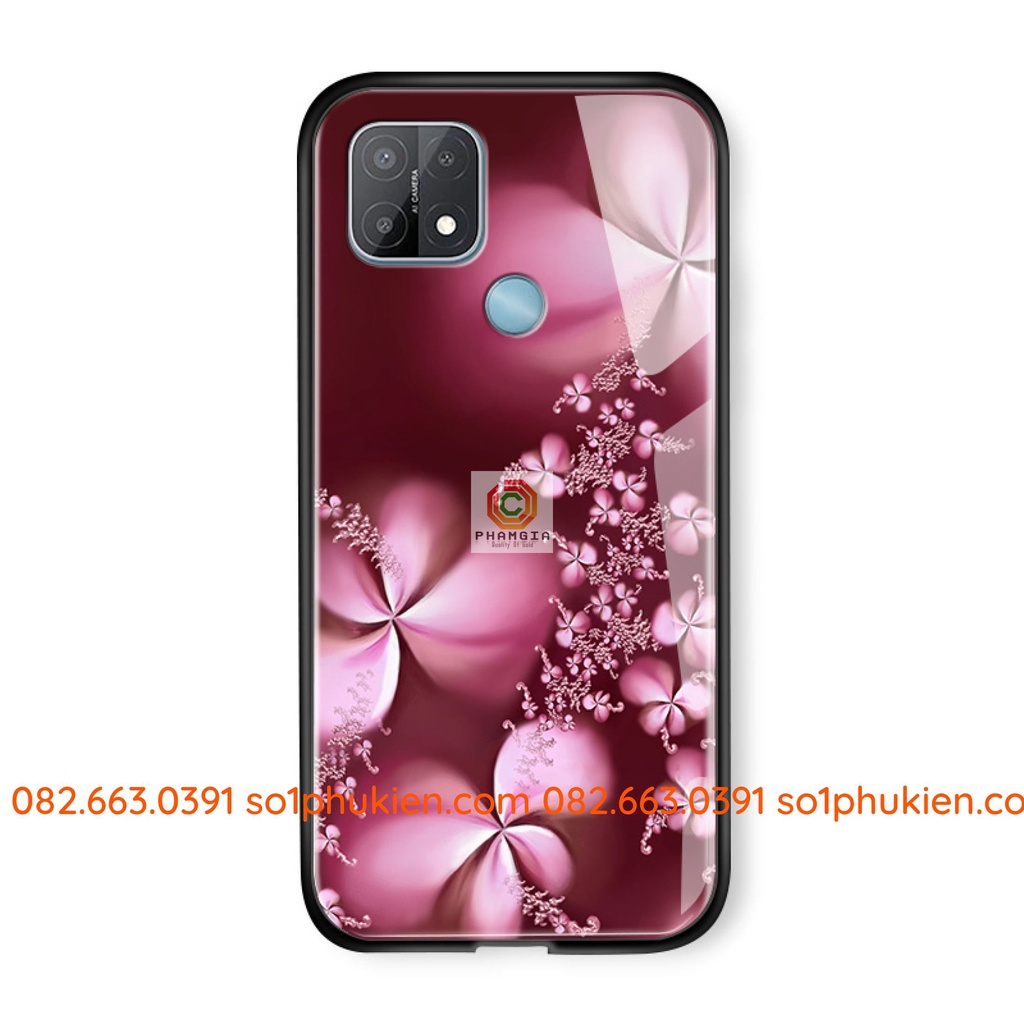 Ôp lưng ép kính Oppo A15 hình hoa 3D siêu sắc nét