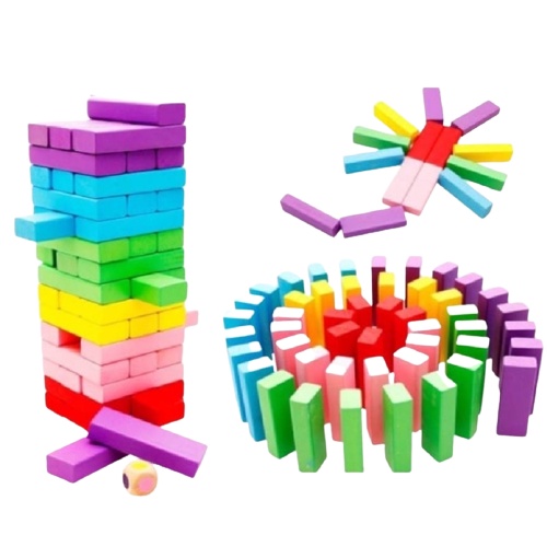 Đồ Chơi Rút Gỗ 54 Thanh Nhiều Màu - Giúp Bé Nhận Diện Màu Sắc