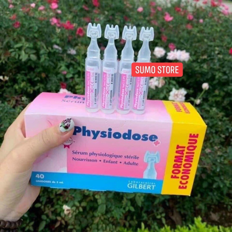 Nước muối sinh lý pháp Physiodose Cho Trẻ Em (40 ống/hộp)màu hồng
