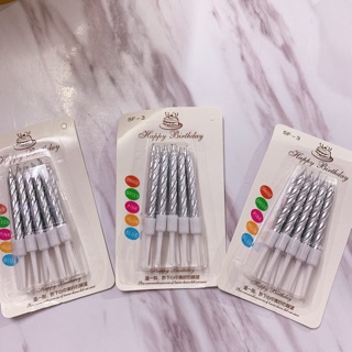 Nến sinh nhật vỉ 10c màu bạc