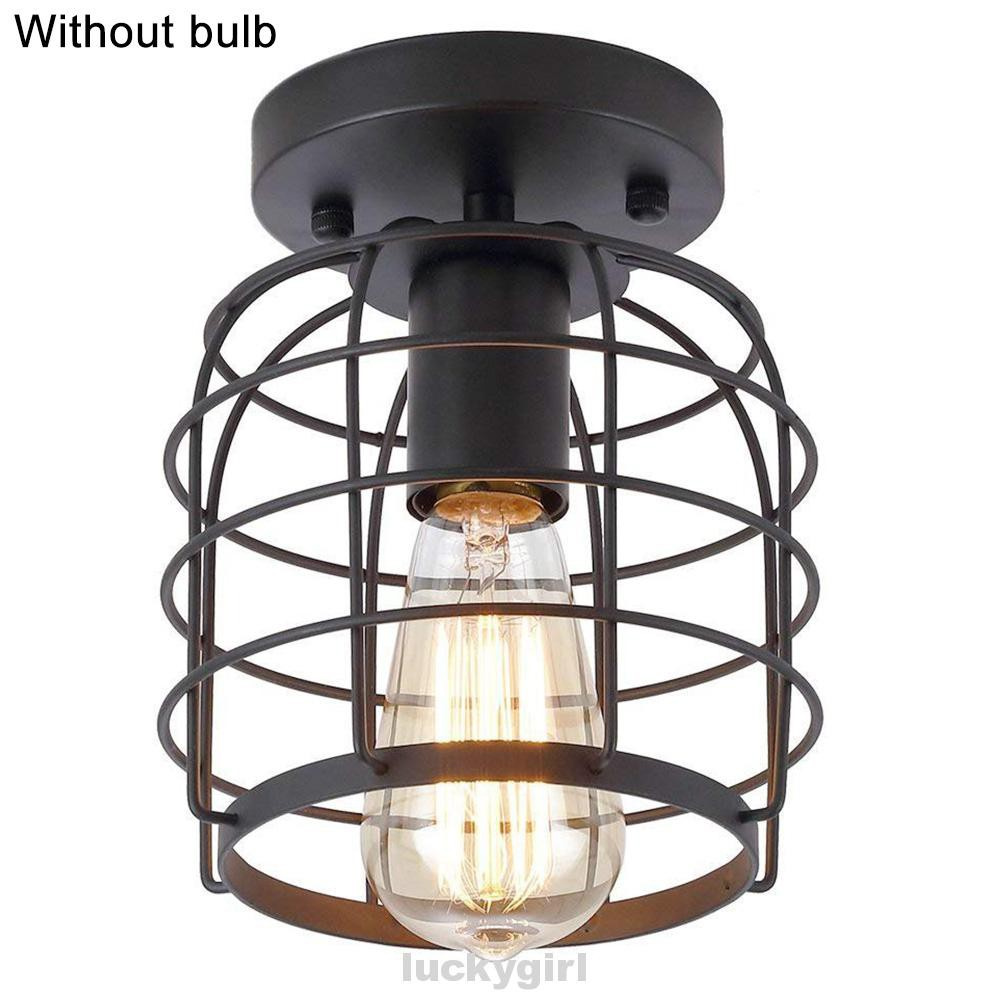 Black Painting Home Decor Stairway Rustic Flush Mount Metal Cage Living Room Restaurant Vintage Industrial Ceiling Light