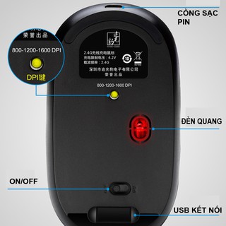 Chuột không dây pin sạc 360