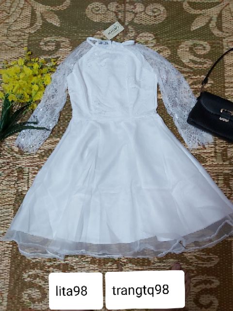 váy trắng dự tiệc tay ren kèm ảnh thật và video MS421 SẴn SIZE S,M | BigBuy360 - bigbuy360.vn