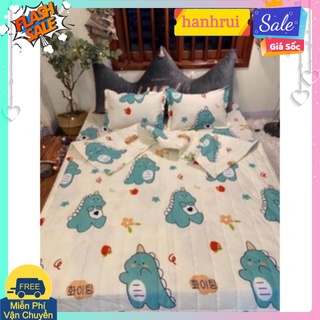 Drap Ga Trải Giường Bo Chun Bọc Đệm Dày Tối Đa 20cm[1M2,1M4,1M6,1M8]-mẫu khủng long kute