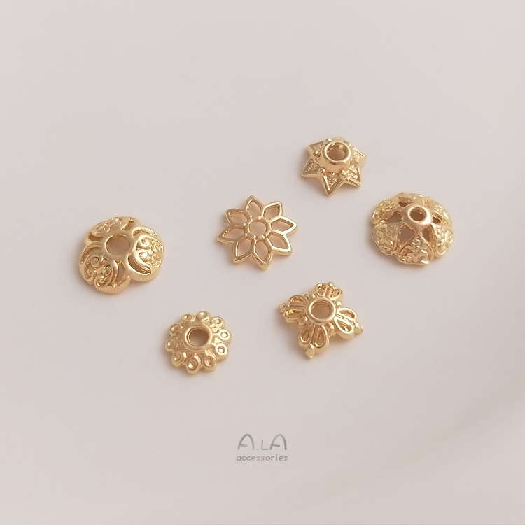 Set 10 Hạt Rỗng Nhỏ Hoa Cúc / Ngôi Sao / Hoa Cúc Rỗng 14k