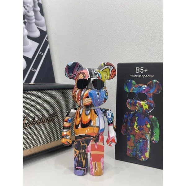 Loa bluetooth bearbrick B5+, loa không dây mini hình gấu nghe nhạc decor trang trí để bàn sang trọng