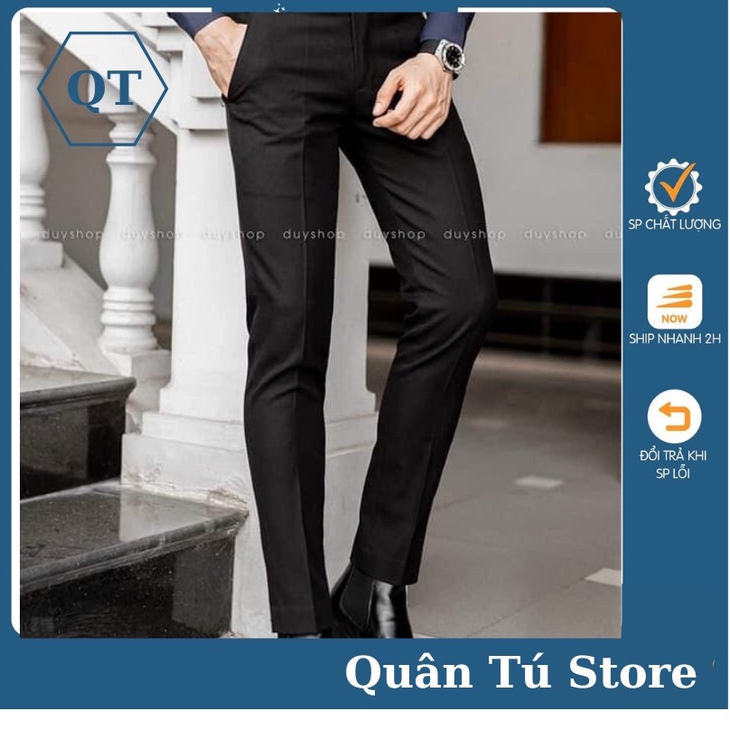 Quần tây âu nam màu đen form chuẩn đét cực tôn dáng Chất vải cao cấp siêu đẹp siêu dày co giãn nhẹ 4 chiều rất thoải mái