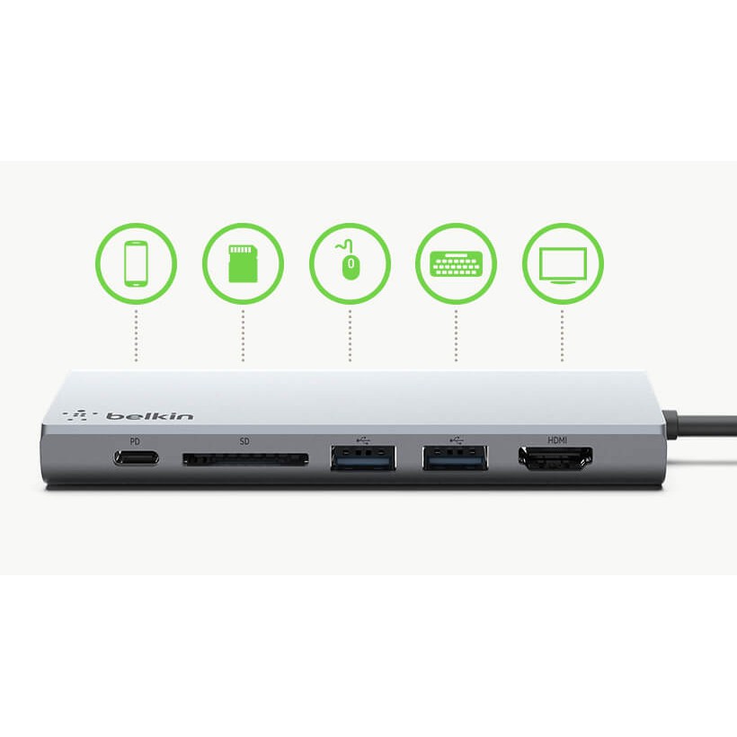 Hub 6 trong 1 Belkin USB-C™ Multimedia Hub - Hàng chính hãng