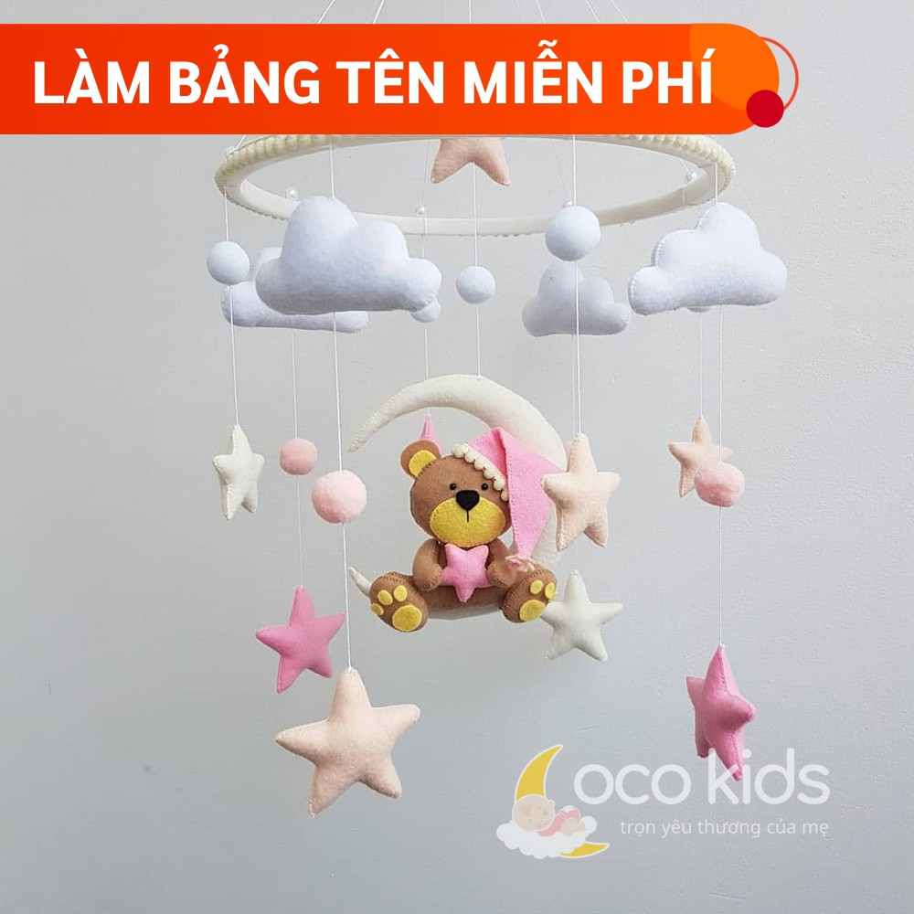 [MIỄN PHÍ THÊU TÊN BÉ] Đồ chơi treo nôi cho bé kích thích thị giác Coco Kids, tự xoay và phát nhạc mẫu GẤU SAO 2