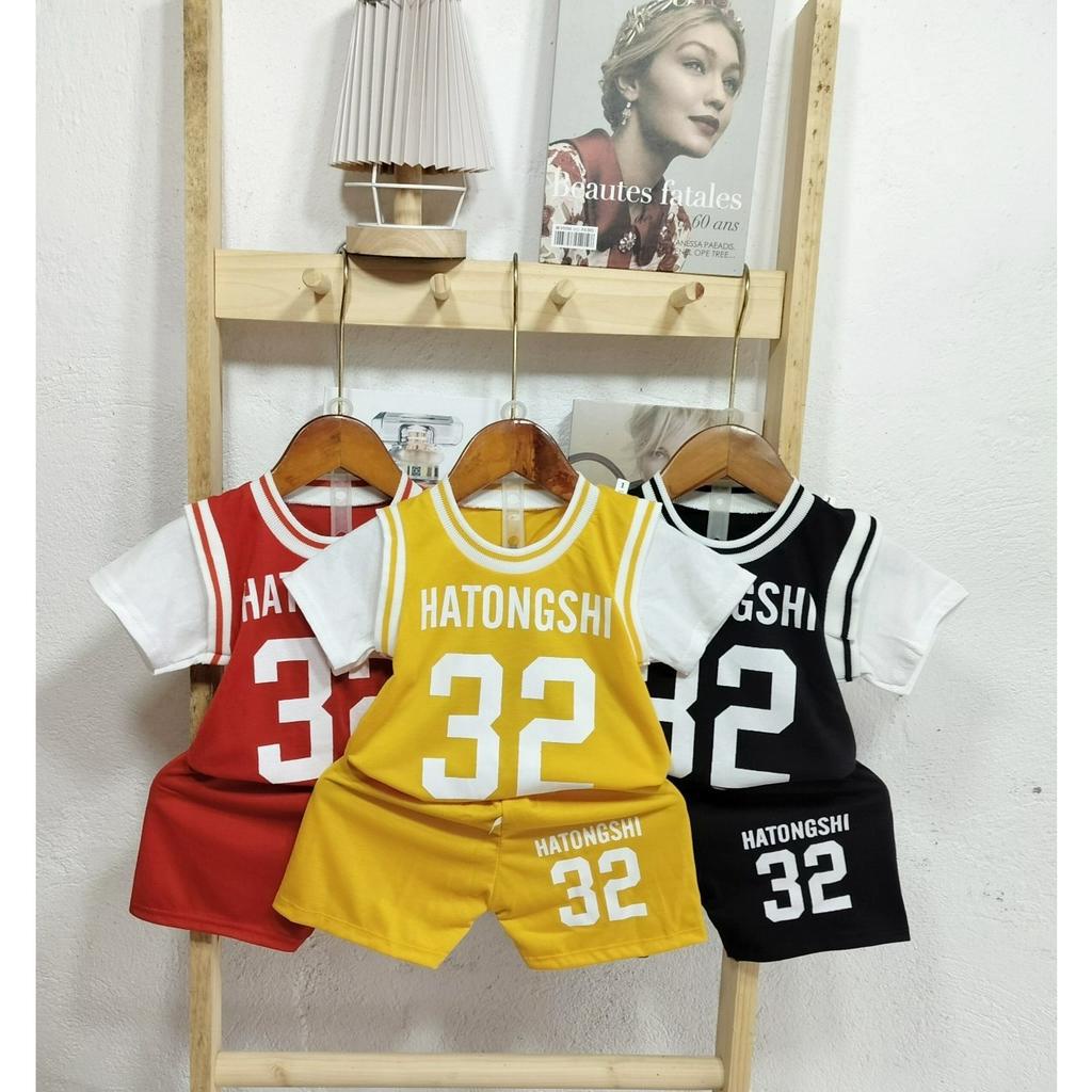 Bộ cộc tay thể thao, bo chun cổ và tay cho bé trai, bé gái, chất vải coton mềm mịn co dãn, thoáng mát