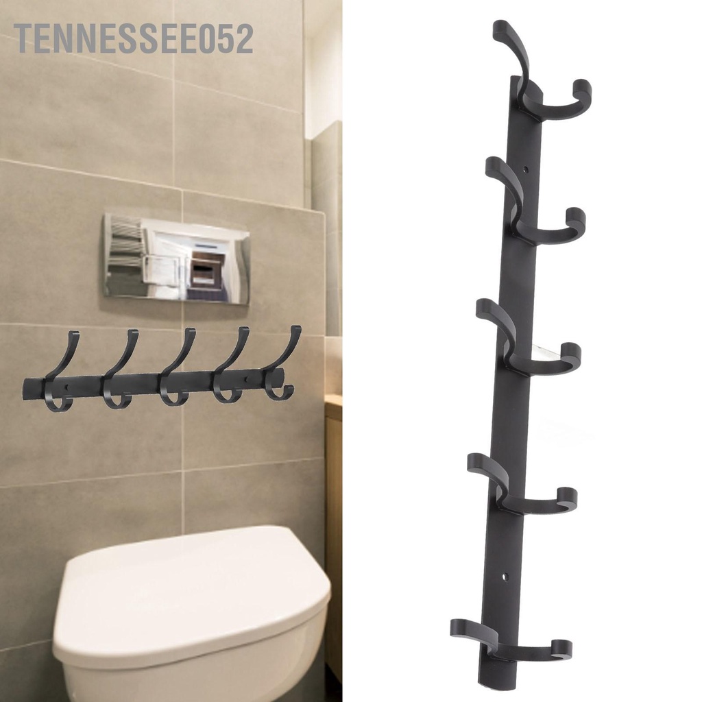 Tennessee052 Móc treo cửa Màu đen tối giản hiện đại 5 tường Phòng tắm bằng nhôm dày Cửa hàng áo