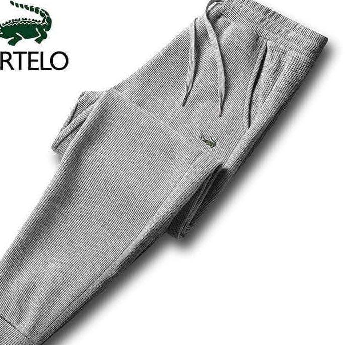 Quần dài nam jogger lacos thêu cá sấu chất tổ ong hàng VN xuất sịn