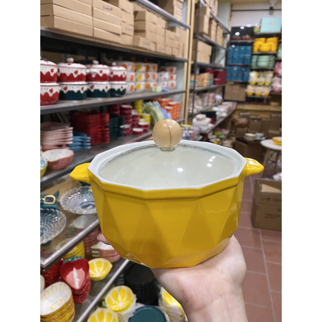 Bát Sứ Bộ Bát Đĩa Decor Bát Ăn Cơm Bộ Chén Dĩa Sứ Dễ Thương Nồi Kim Cương Cute Cao Cấp S42
