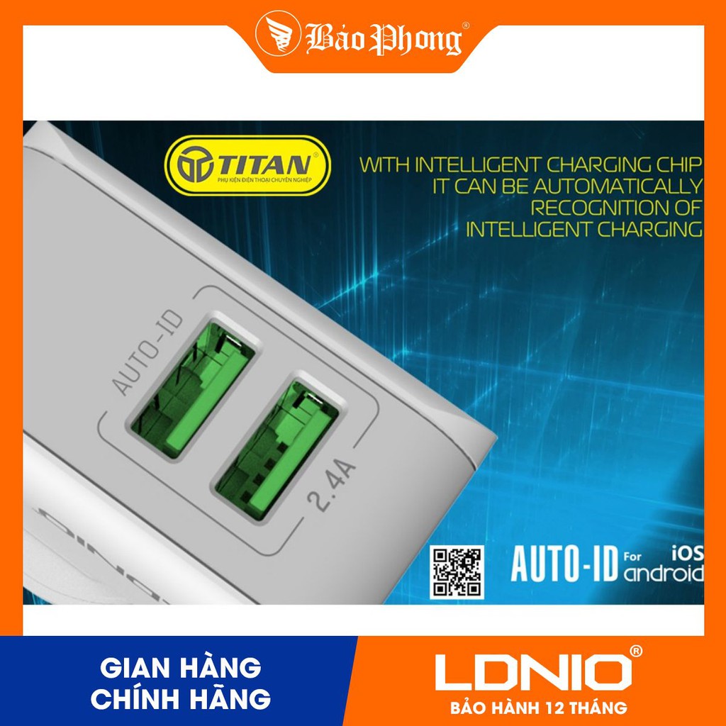 Bộ sạc 2.4A 2 Cổng LDNIO A2203
