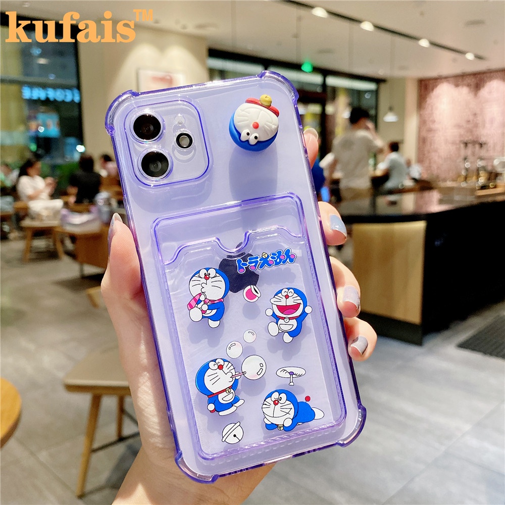 Ốp điện thoại trong suốt có ngăn đựng thẻ hình Doraemon cho iPhone 12 Pro MAX 7 8 Plus X XR XS 11 Pro MAX se2020 | BigBuy360 - bigbuy360.vn