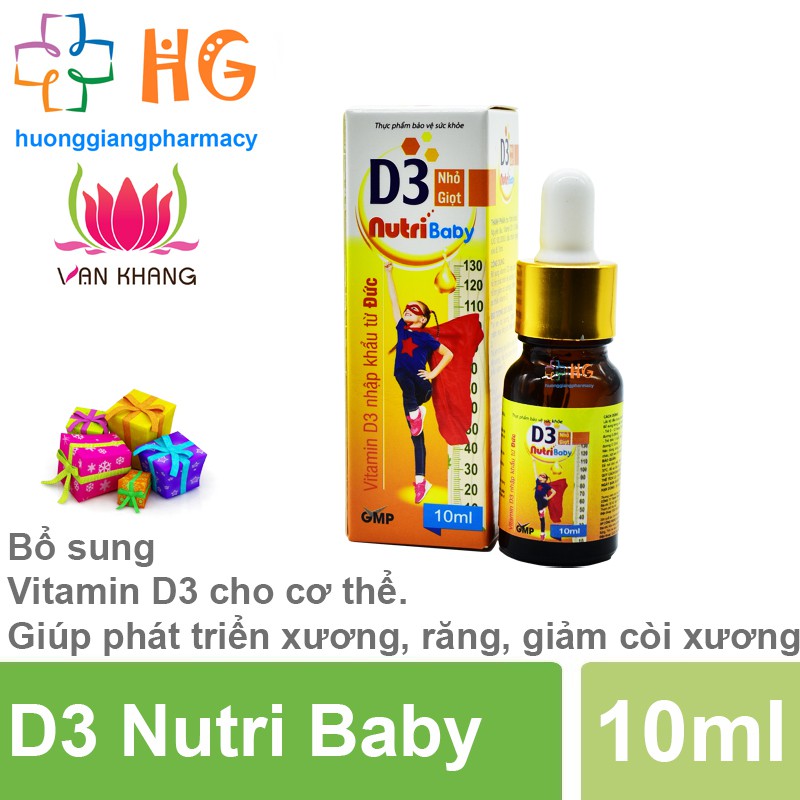 D3 Nutri Baby - Bổ sung Vitamin D3 cho cơ thể. Giúp phát triển xương, răng, giảm còi xương, chậm lớn (Lọ 10ml)