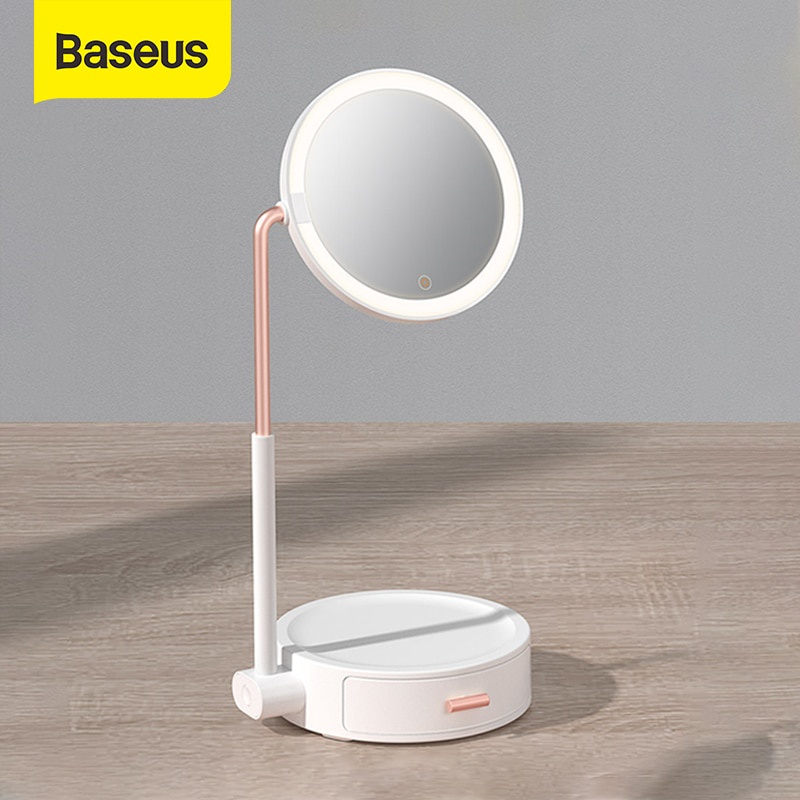 Gương Trang Điểm Baseus Smart Beauty Tích Hợp Đèn Led với hộp lưu trữ Để Bàn Tiện Dụng