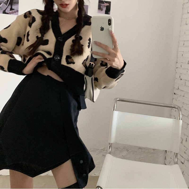 [ CÓ SẴN ] Áo khoác cardigan Tiric croptop họa tiết da báo CÓ HÌNH THẬT