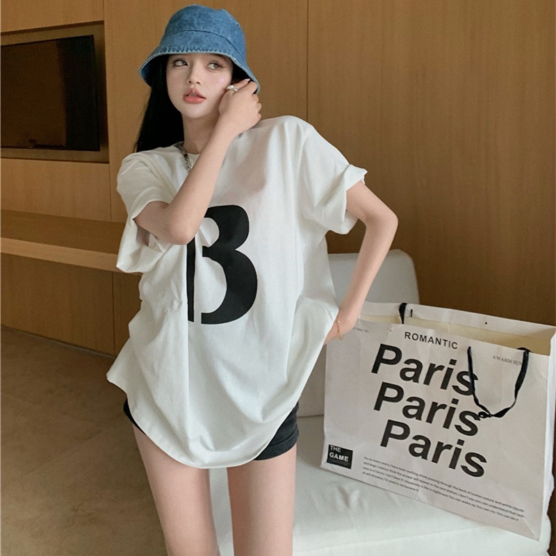 Áo Thun Tay Ngắn Dáng Rộng In Chữ Đơn Giản Trẻ Trung Hợp Thời Trang
