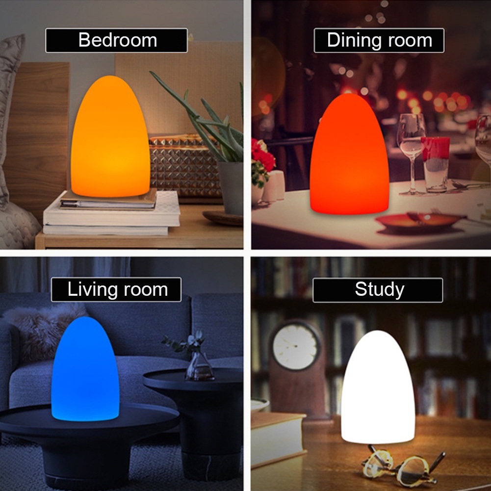 Đèn bàn không dây Led hình quả trứng đầy màu sắc Đèn ngủ Rgb 9 màu Đèn ngủ cảm ứng có thể sạc lại Đèn bàn kiểu mới cho quán bar, nhà hàng, khách sạn