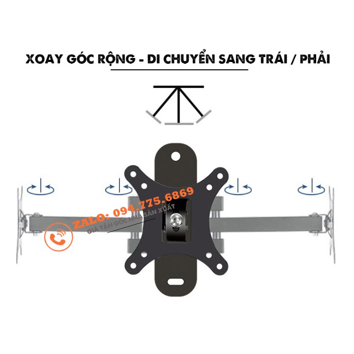 Giá Treo Màn Hình Máy Tính Xoay Đa Năng CP102 17-27 Inch - Gắn Tường Xoay 180 Độ