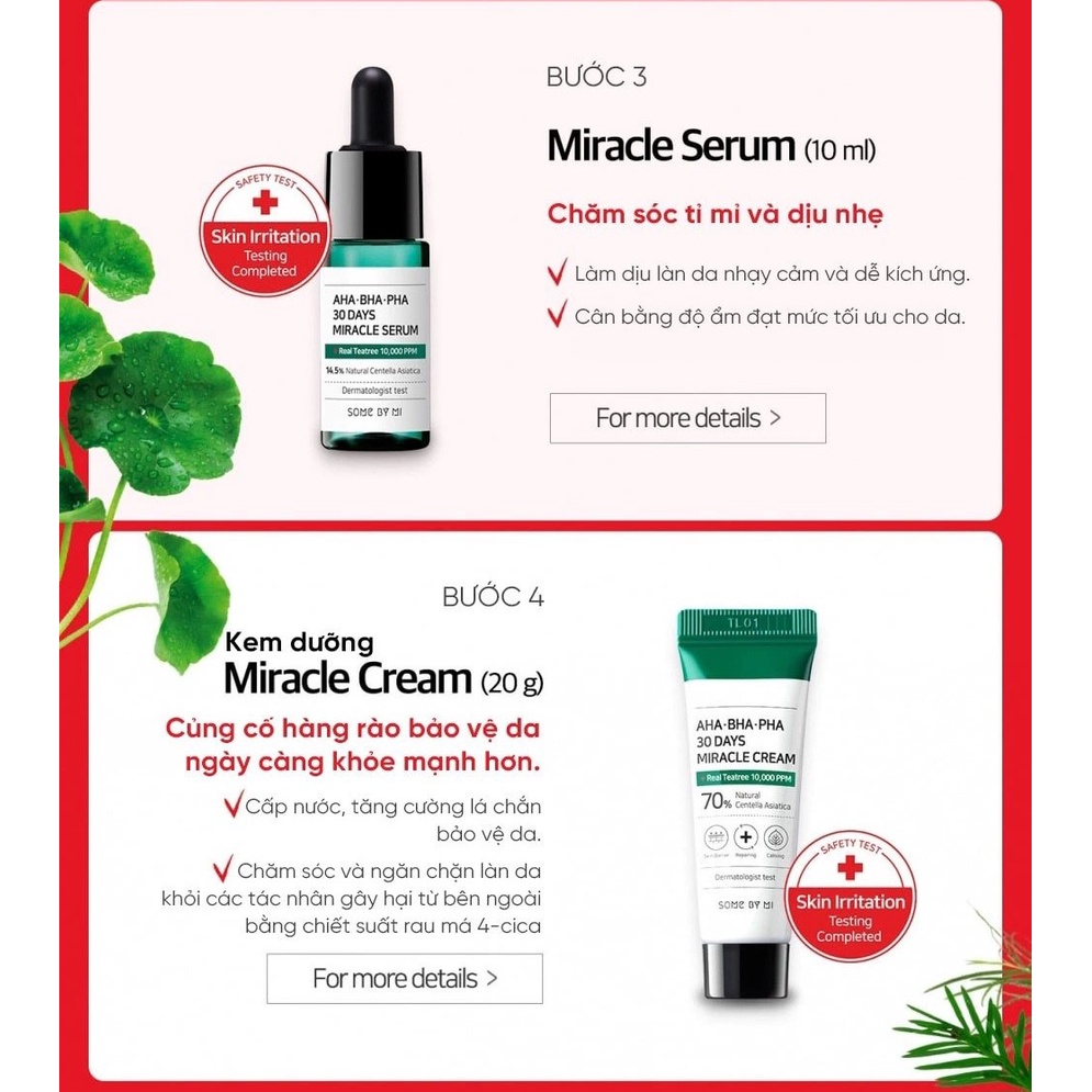 Bộ Kit 4 Sản Phẩm Dưỡng Da Ngừa Mụn Some By Mi AHA BHA PHA 30 Days Miracle AC SOS Kit