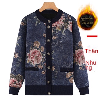 Bà già áo len nhung bà ngoại mặc áo thu đông