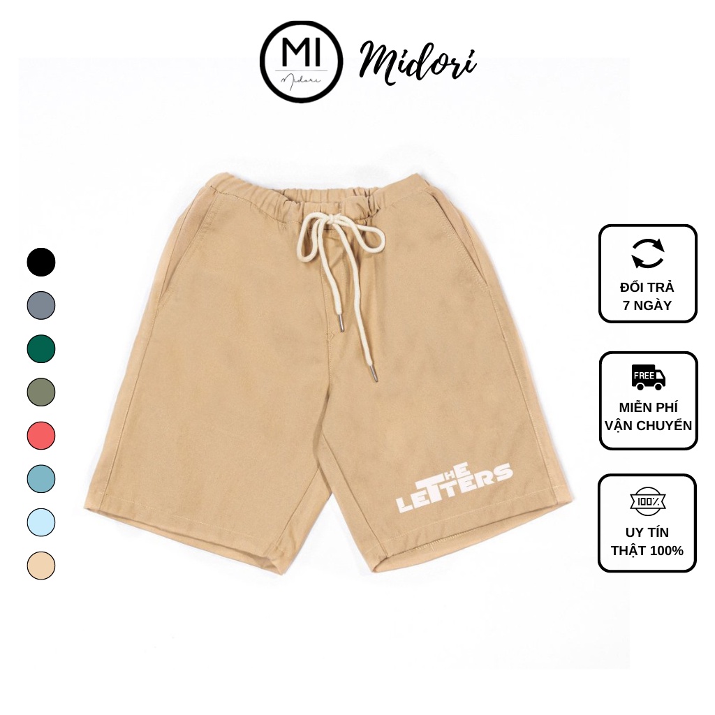 Quần Short Kaki nam nữ Lưng Thun Co Giản Phản Quang Unisex Chính hãng Local Brand Mi Midori