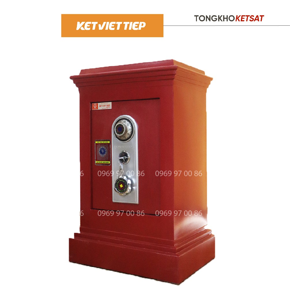 Két Sắt Công Đức Có Khe Đút Tiền - Két Sắt Thu Ngân Khóa Cơ Việt Tiệp Nặng 80KG Màu Đỏ (Liên Hệ Giao Hàng Miễn Phí)