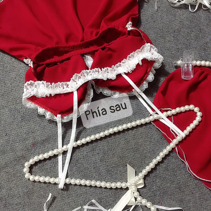 Đồ ngủ sexy có mút chất vải voan phối ren trắng khoét lưng DN0002