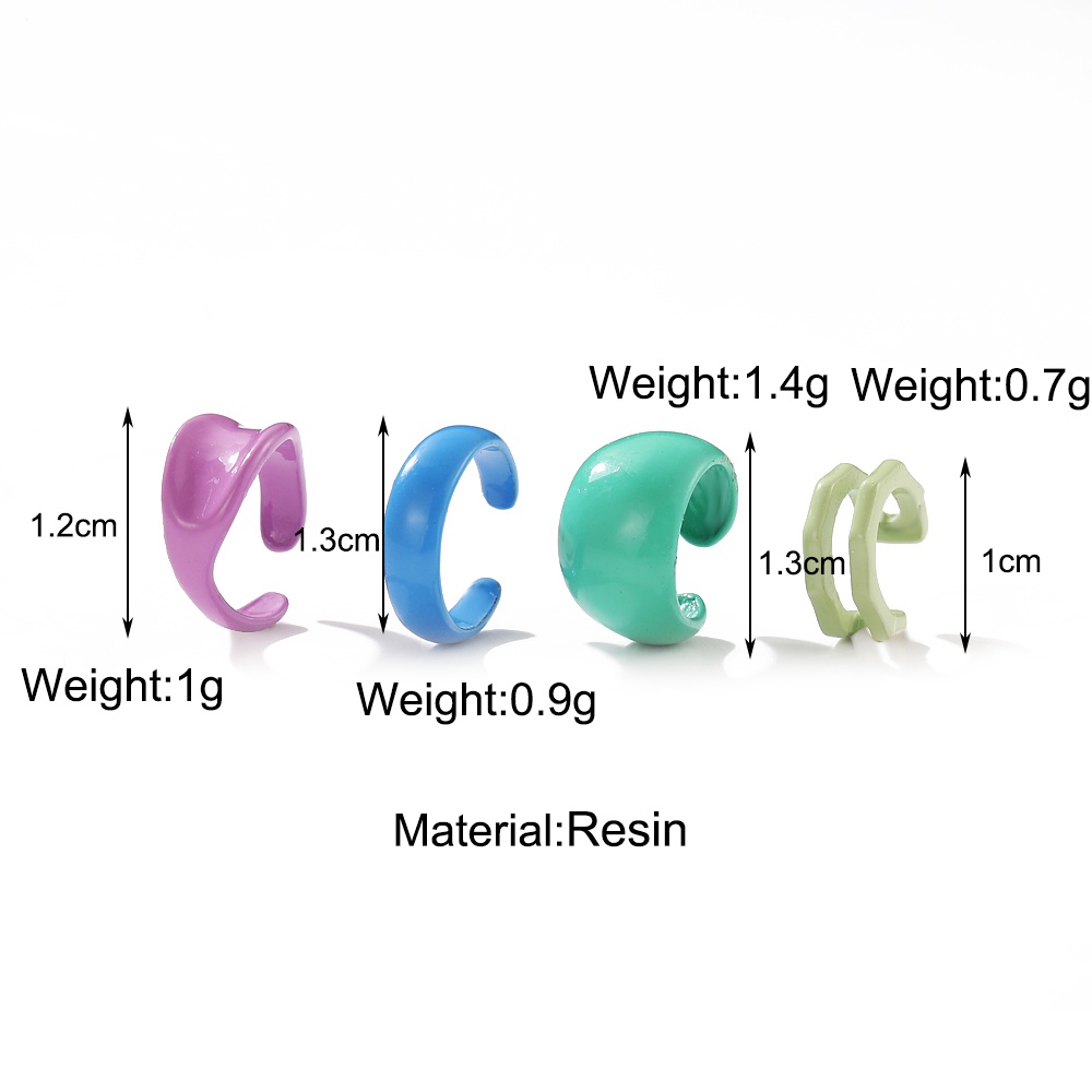 Set 4 kẹp tai nhựa dáng tròn nhiều màu sắc kiểu Hàn Quốc