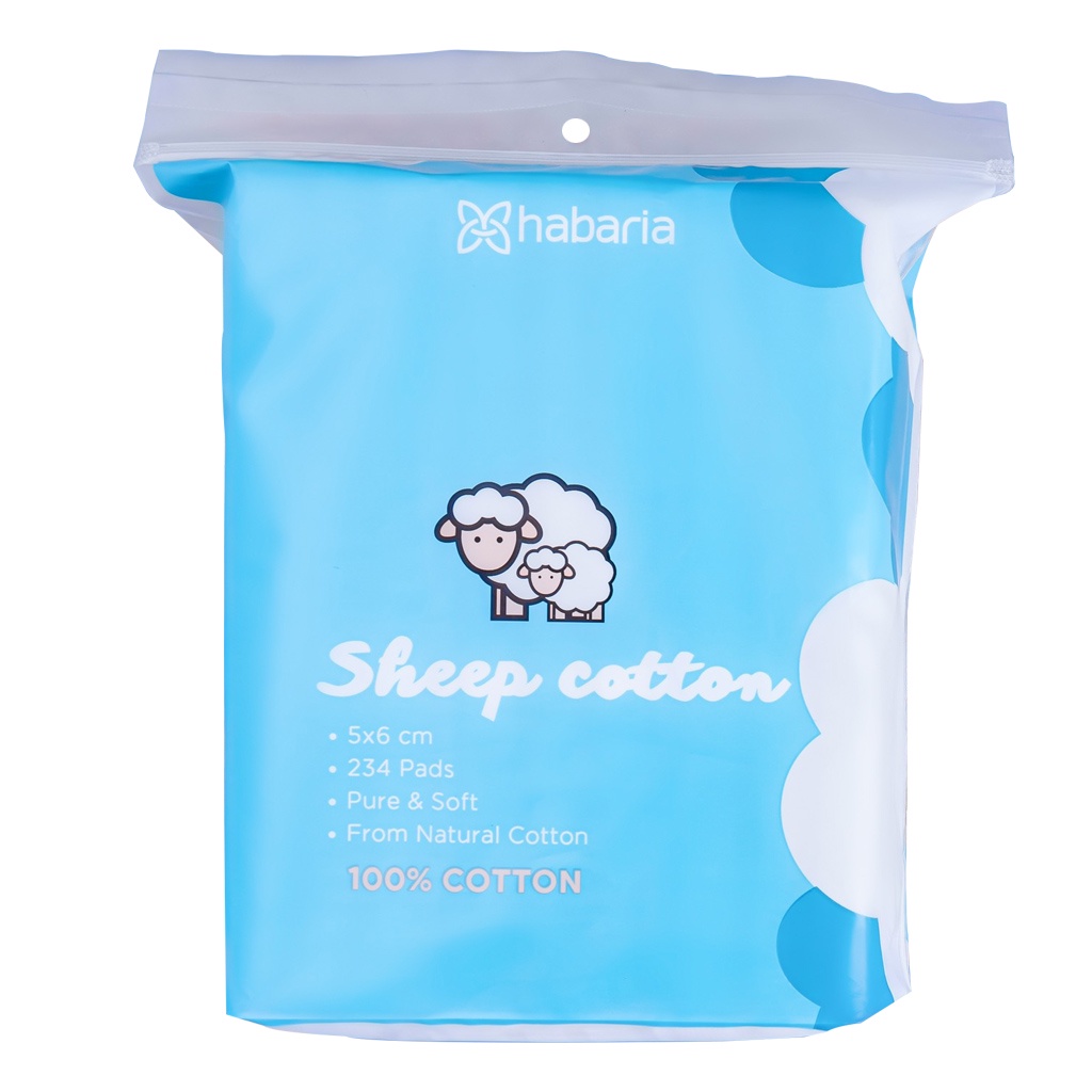 Bông tẩy trang Habaria 234 miếng cotton tự nhiên, thấm hút tốt NPP Shoptido