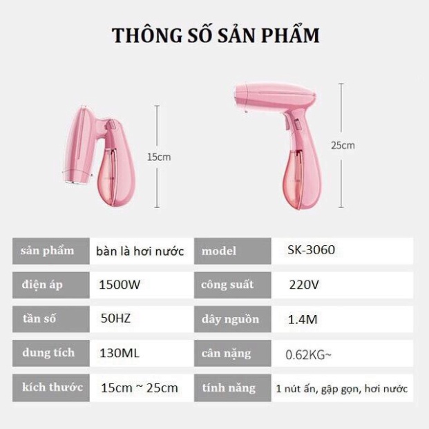 Bàn là hơi nước SOKANY công suất 1500W, bàn là phù hợp với tất cả các loại vải, tạo hơi nước trong 30s [BH 12 THÁNG]