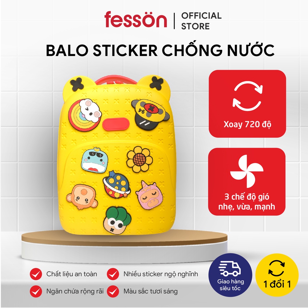 Balo trẻ em sticker fesson, Ba lô cho bé đi học mẫu giáo, tiểu học siêu nhẹ nhiều màu dễ thương năng động