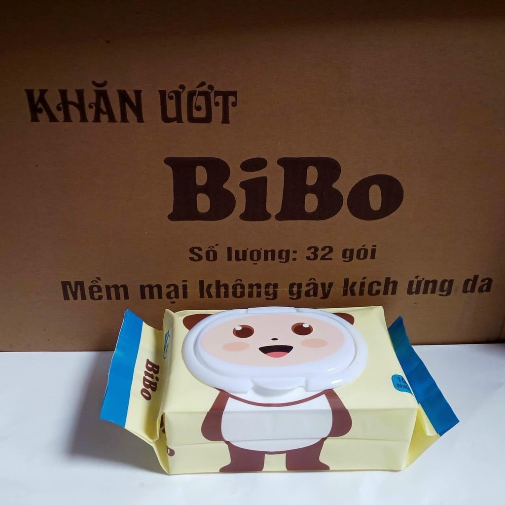 Khăn Giấy Ướt Không Mùi BIBO Cho Bé Siêu Dai An Toàn Cho Sức Khỏe Vỏ 100 Tờ/Gói