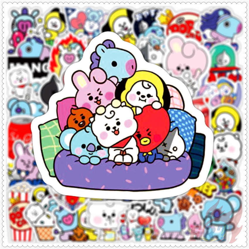 Set 50 Miếng Dán Hình Các Thành Viên Nhóm Bts Bt21 Series 04 Trang Trí Đáng Yêu